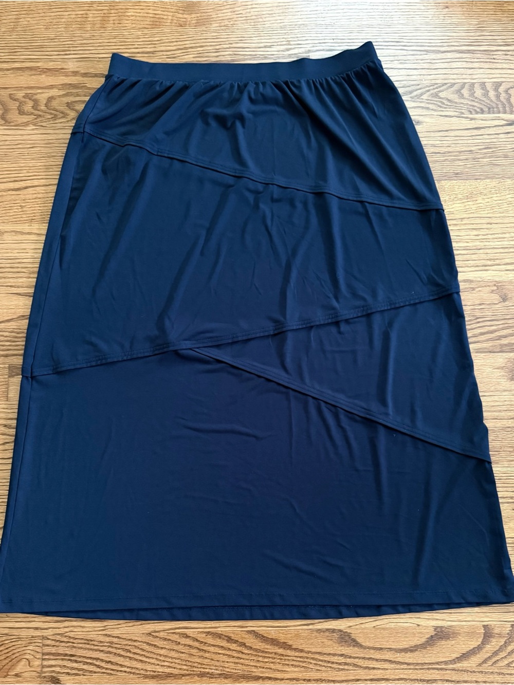 CJ Banks Women's Straight Navy Blue Maxi Skirt Solid Pull On Size 1X